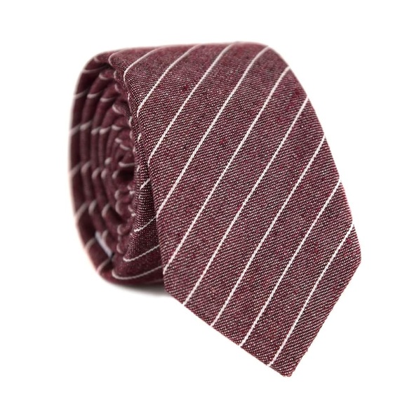 JESLANG Men's Skinny Tie 2.56" Cotton Linen Necktie - Picture 1 of 4